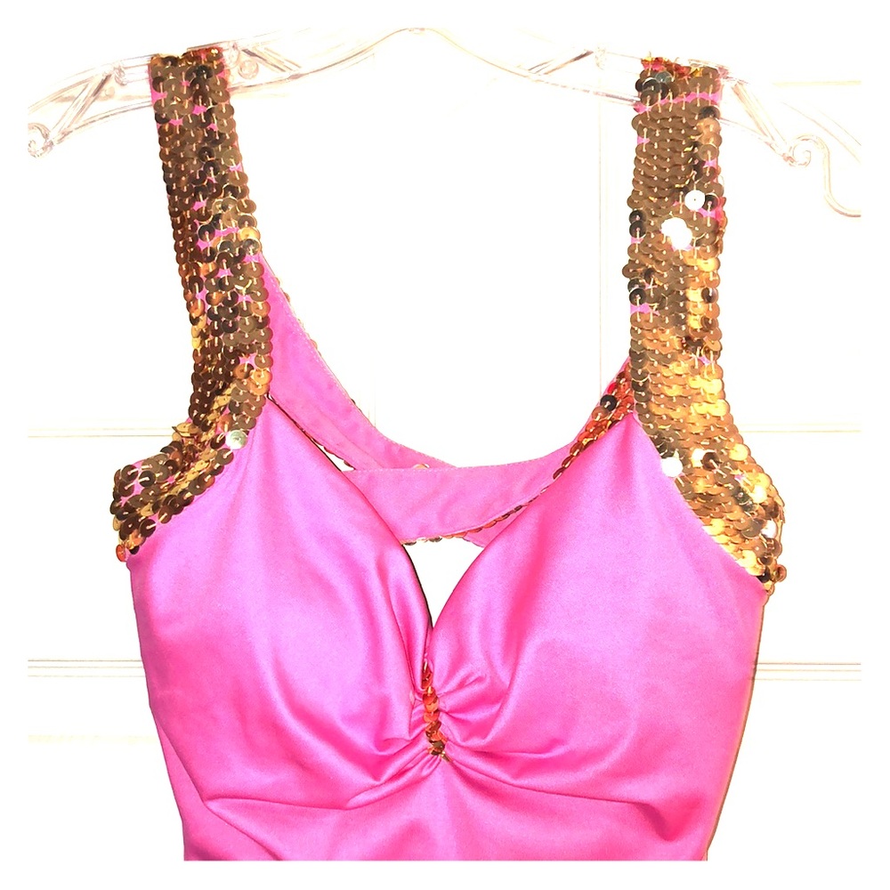 BRAND NEW Pink & Gold Prom Dress